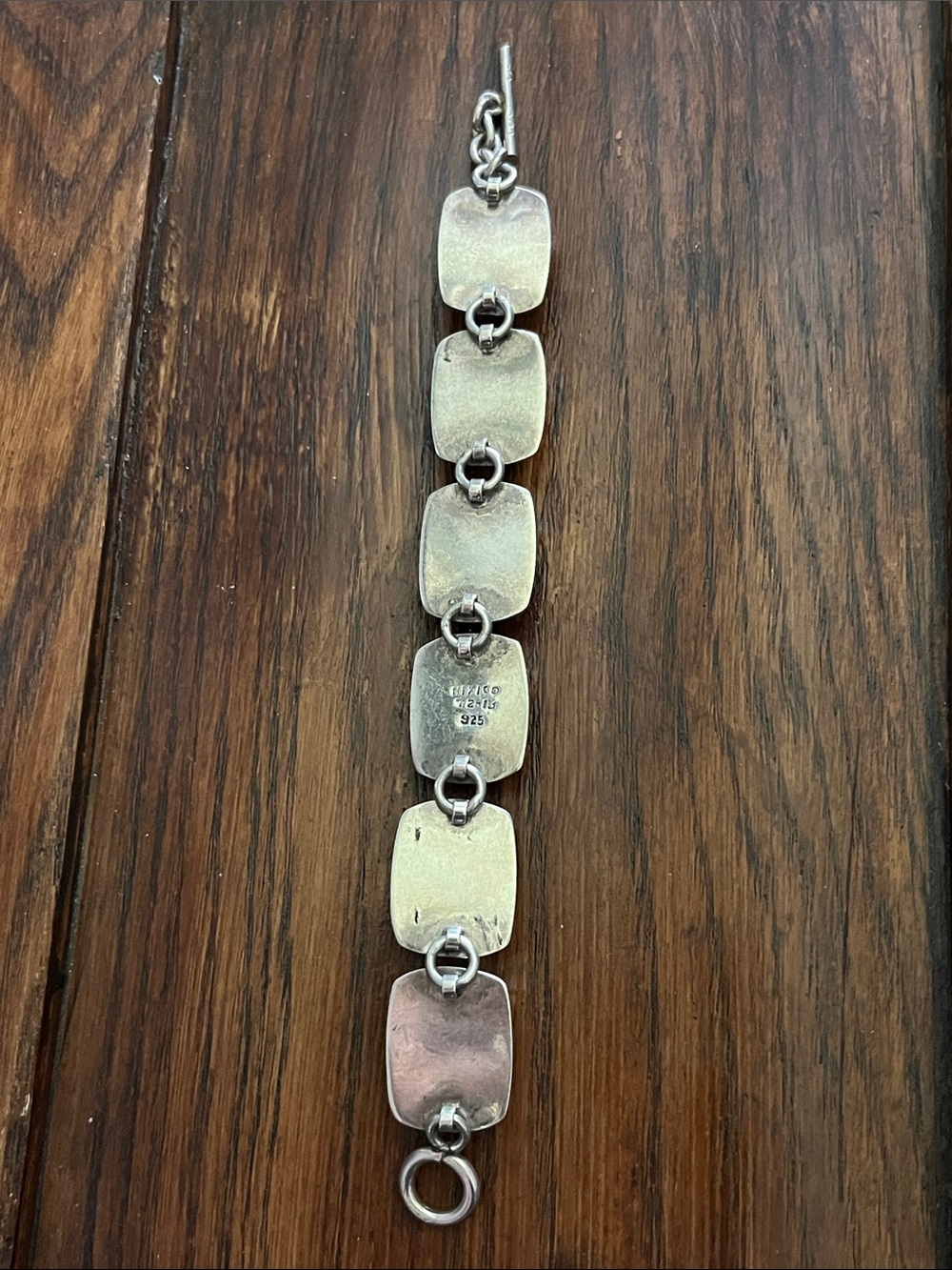 Taxco Silver Bracelet with Blue-Grey Stones - Picture 4 of 13